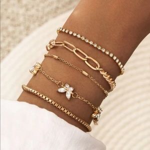 5 Pc. Butterfly + Chain Bracelet Set